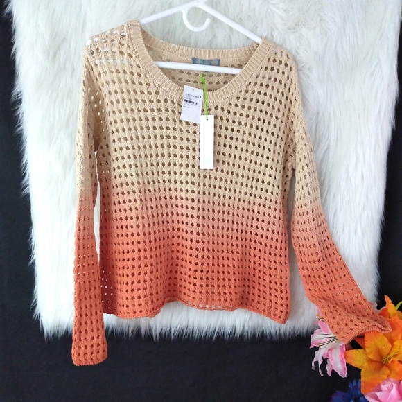 Good Luck Gem Tops - Good Luck Gem Orange & Tan Ombre Knit sweater XS